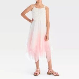 Zenzi Sleeveless Lace Ombre Dress - Ivory/Blush Pink Size Small 6/7